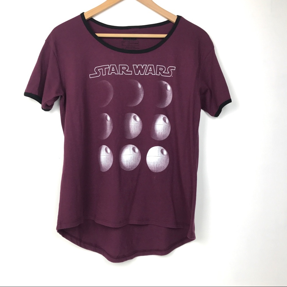 Star Wars Death Star moon phase ringer tee Sz L